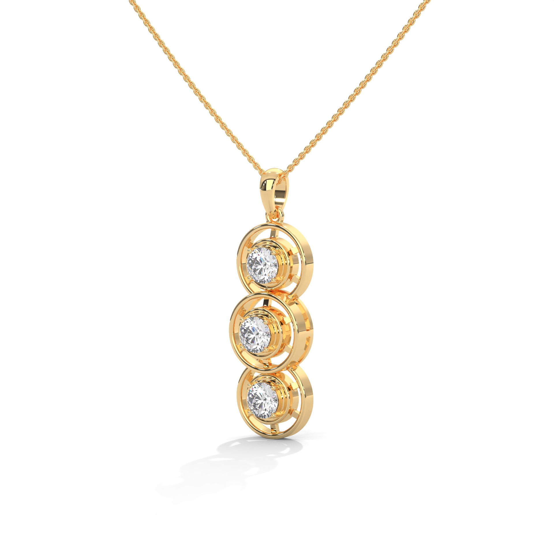 Trinity Round Lab Diamond Pendant with Chain
