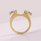 Twin pear cut moissanite contour wedding band with elegant open wrap design