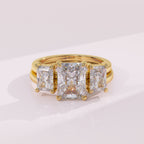 Twin radiant moissanite contour wedding band designed for solitaire engagement rings
