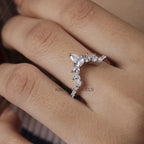 V Shaped Chevron Moissanite Wedding Band
