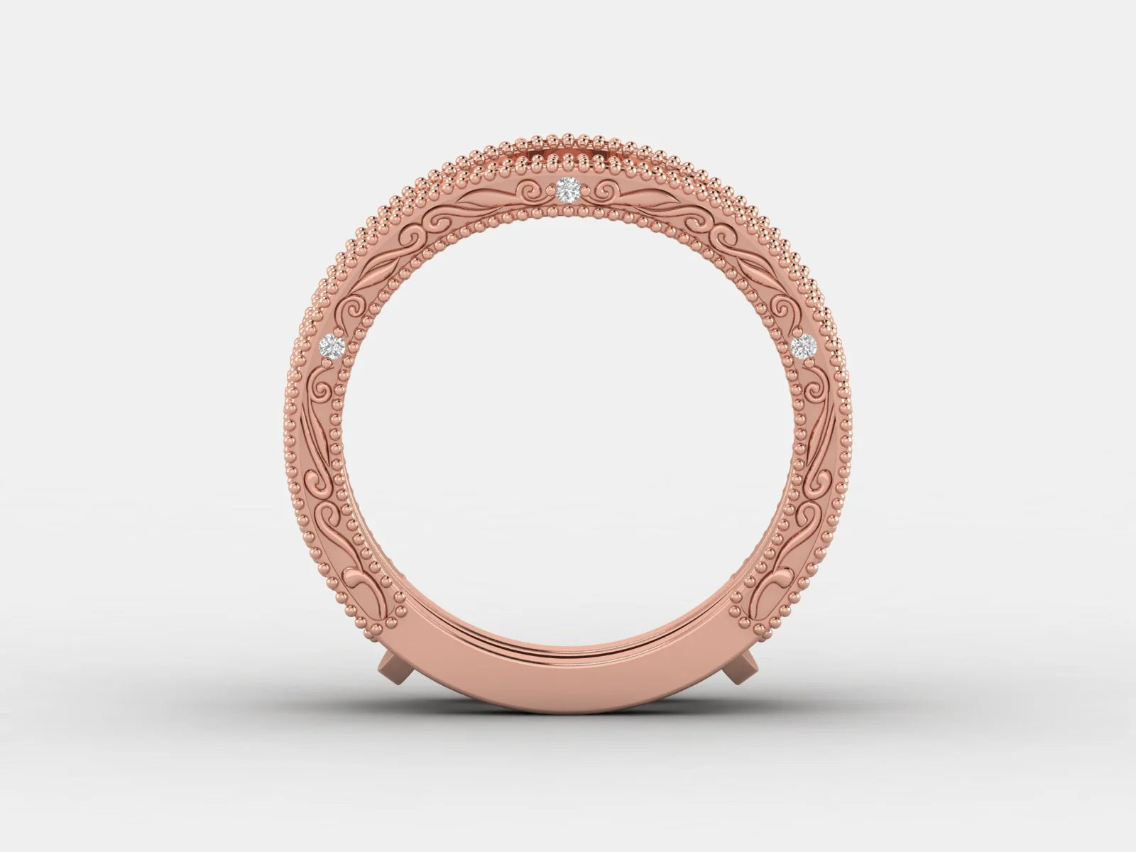 Vintage_Gold_Moissanite_Stacking_Band_with_Filigree_Design_in_10K_Rose_gold