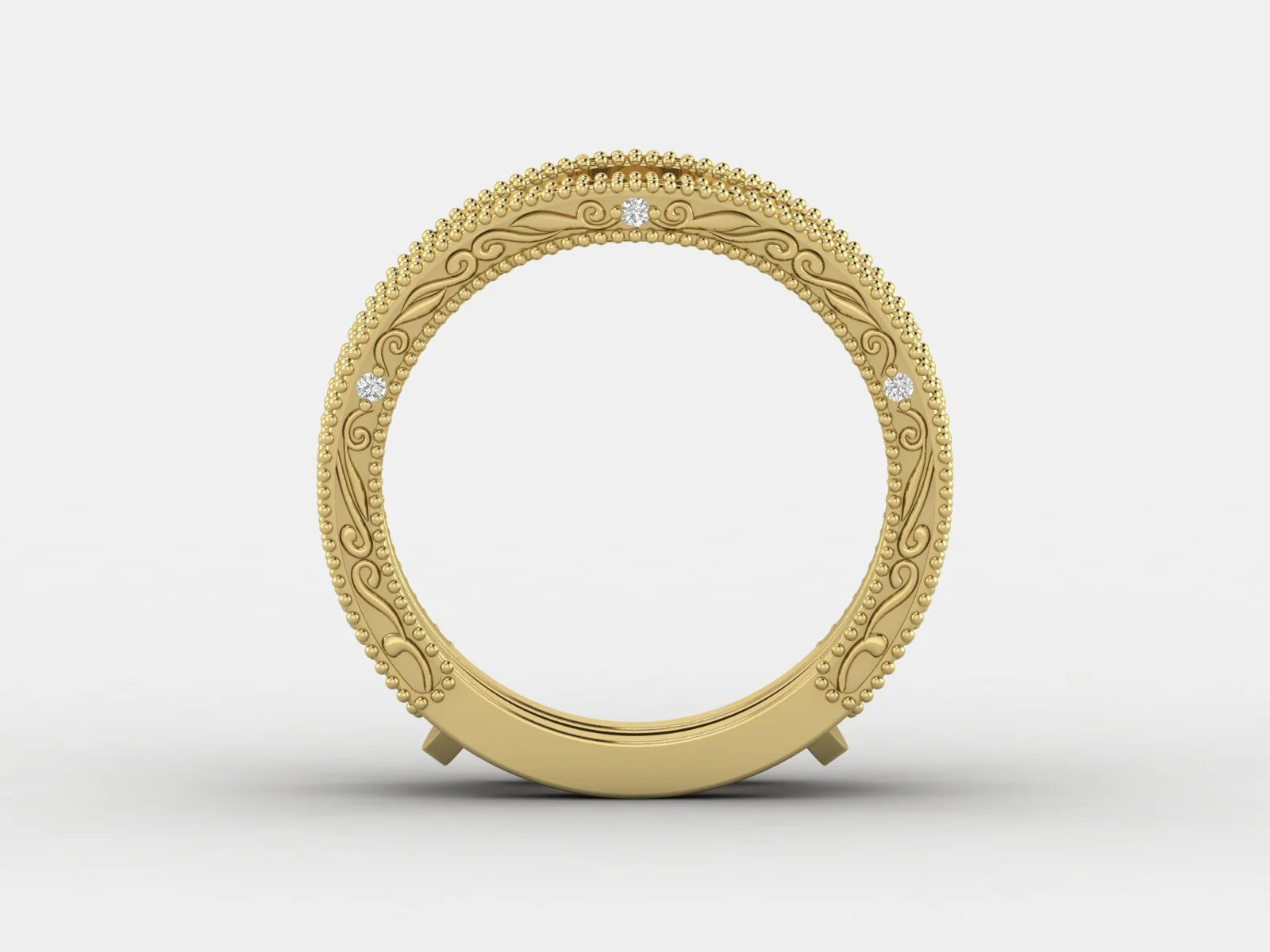 Vintage_Gold_Moissanite_Stacking_Band_with_Filigree_Design_in_10K_gold