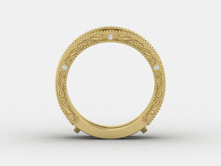 Vintage_Gold_Moissanite_Stacking_Band_with_Filigree_Design_in_10K_gold