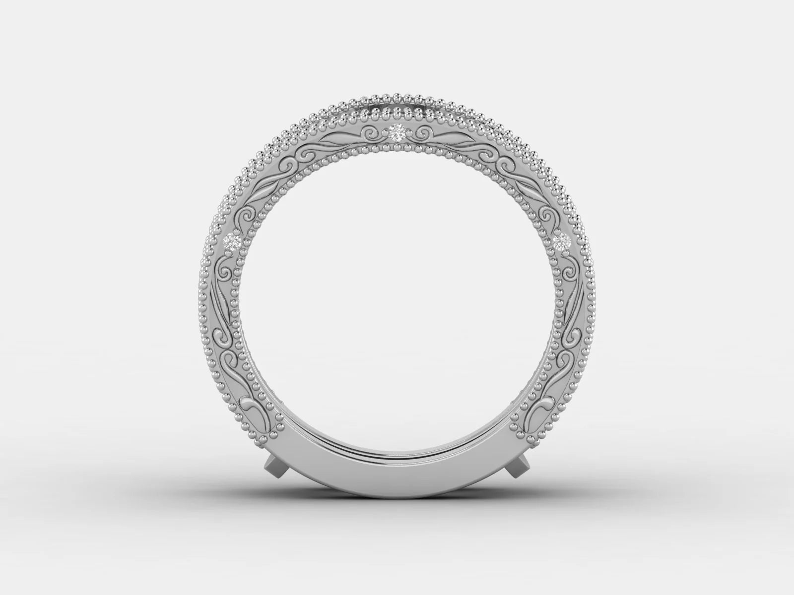 Vintage_Gold_Moissanite_Stacking_Band_with_Filigree_Design_in_White_gold