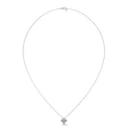 White Gold Asscher Cut Diamond Pendant with Button Prongs