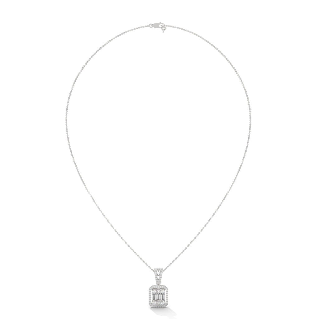 White Gold Cluster Diamond Charm Pendant