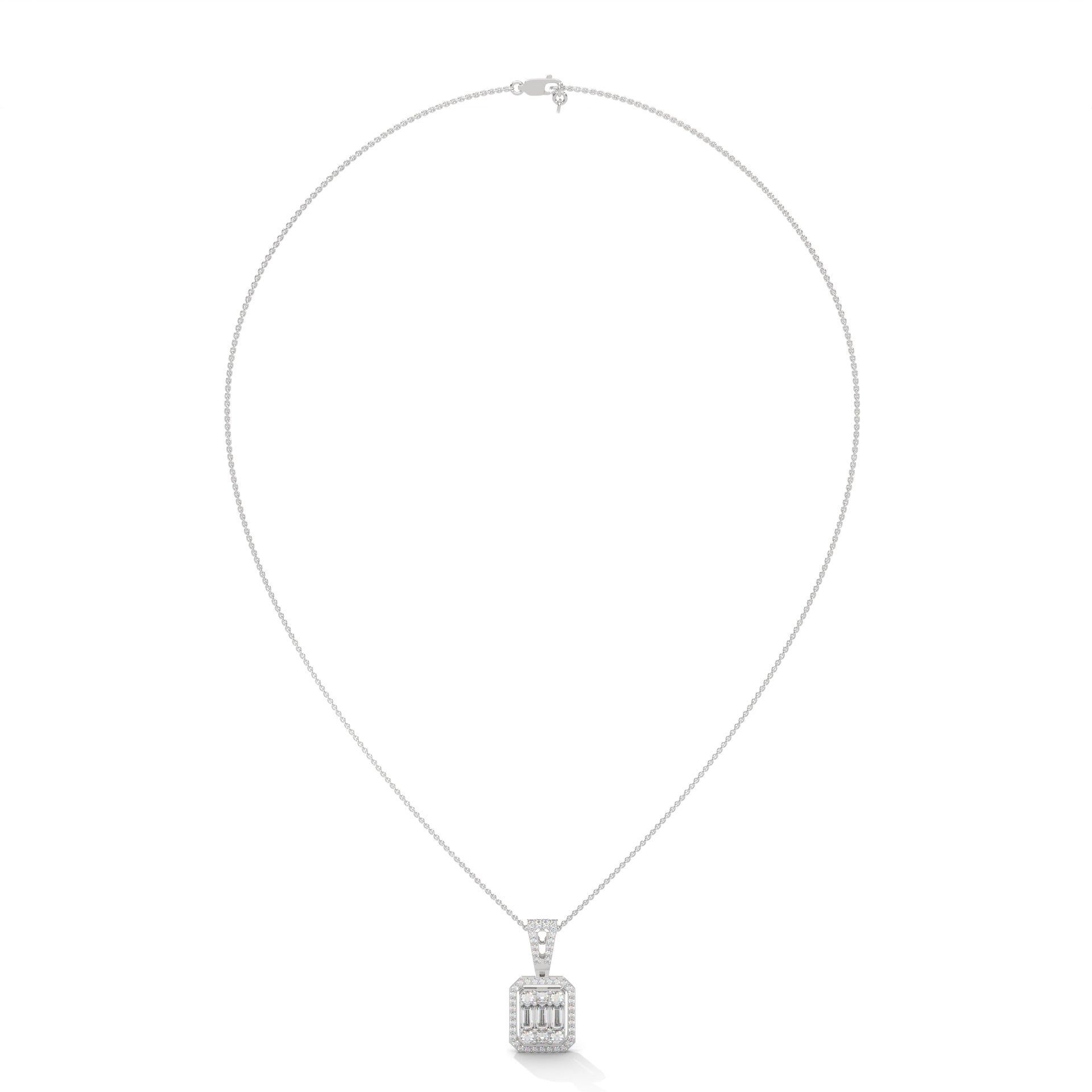 White Gold Cluster Diamond Charm Pendant