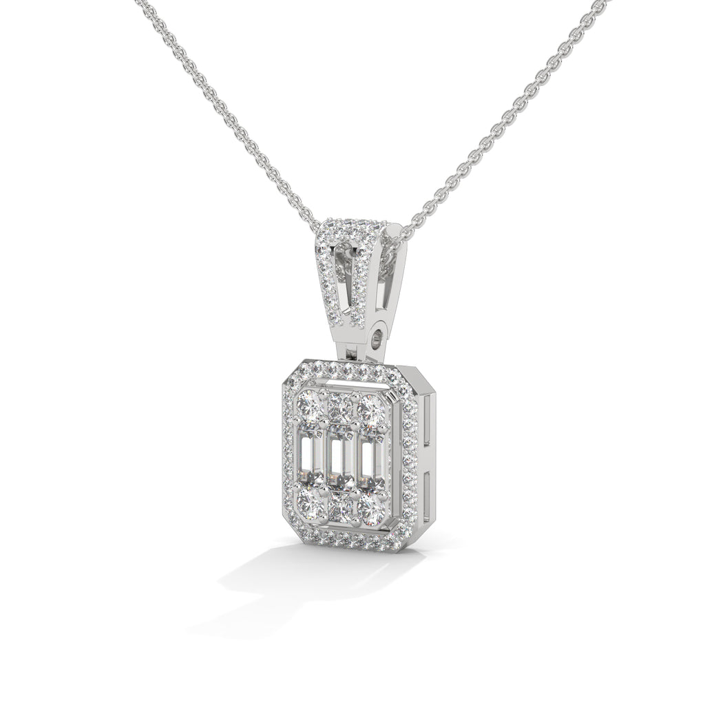White Gold Cluster Diamond Pendant