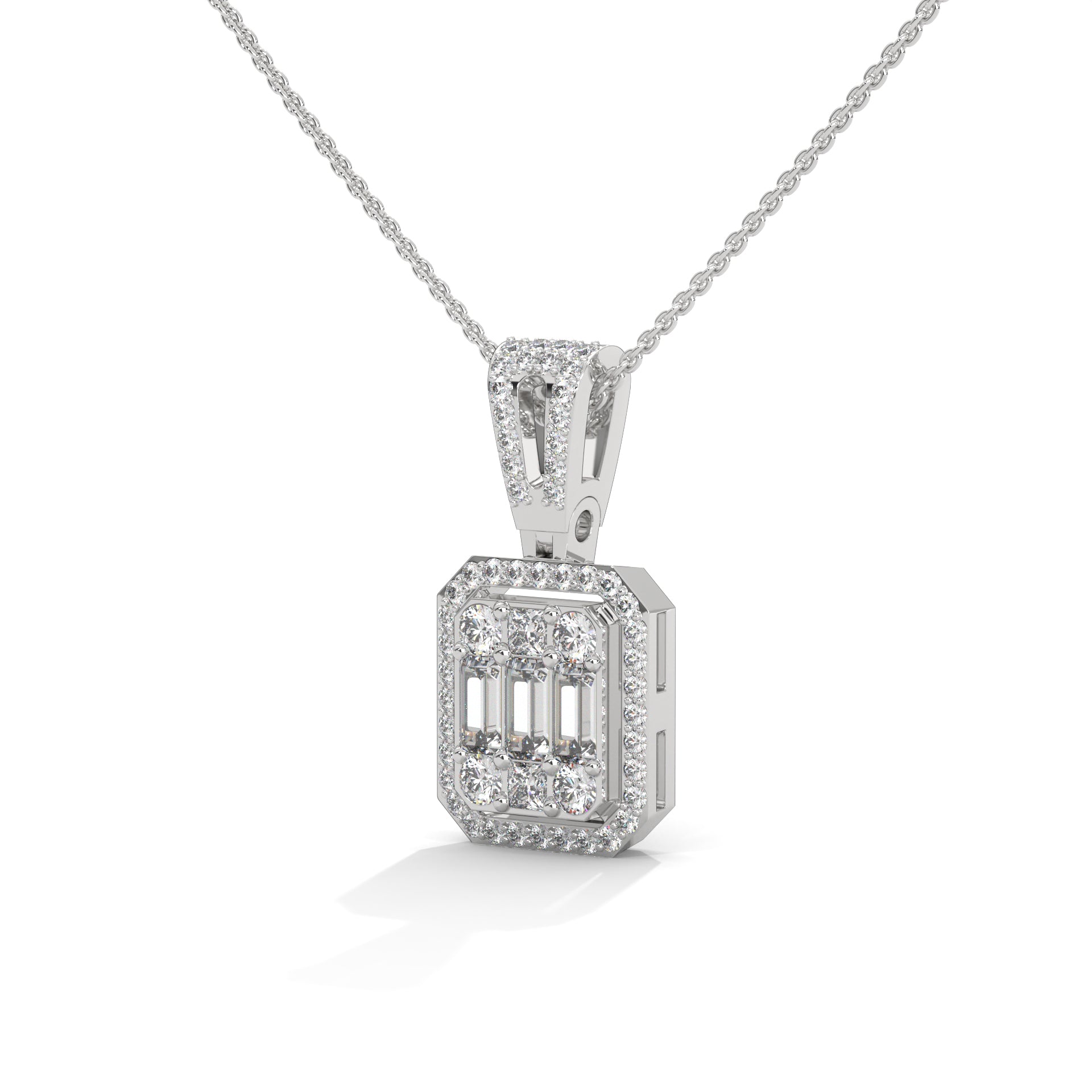 White Gold Cluster Diamond Pendant