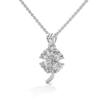White Gold Four Heart Shaped Diamond Pendant with Button Prong