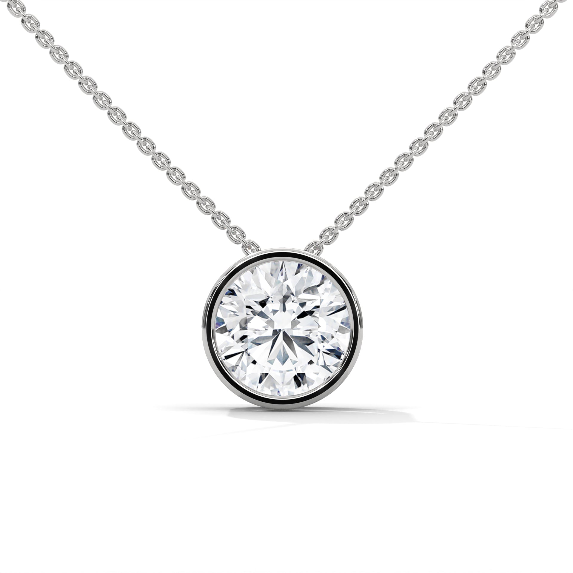 round diamond solitaire pendant in 18K White Gold