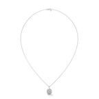 White Gold Round Diamond Flower Pendant Double Halo