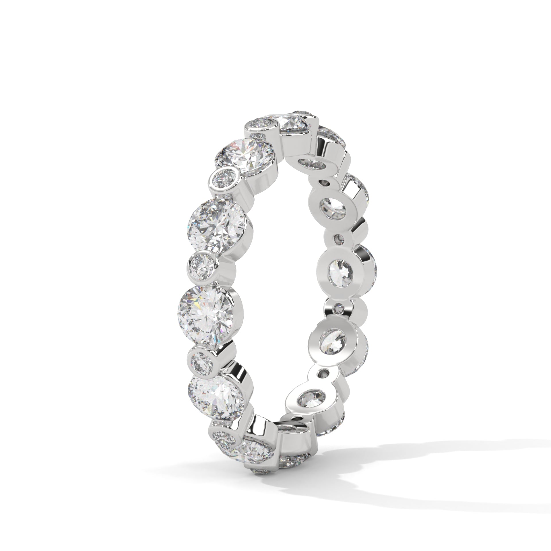 White gold moissanite eternity band