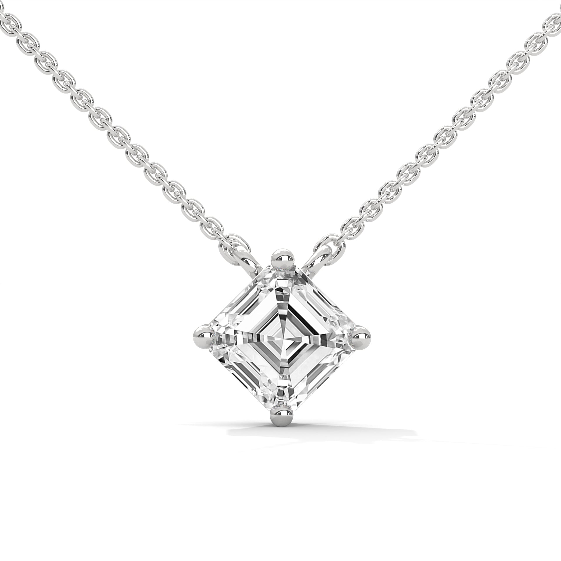 Asscher Cut Lab Grown Diamond pendent with button prong setting