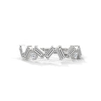 baguette zig zag half eternity wedding band in White Gold