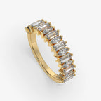 baguette and marquise moissanite band in gold