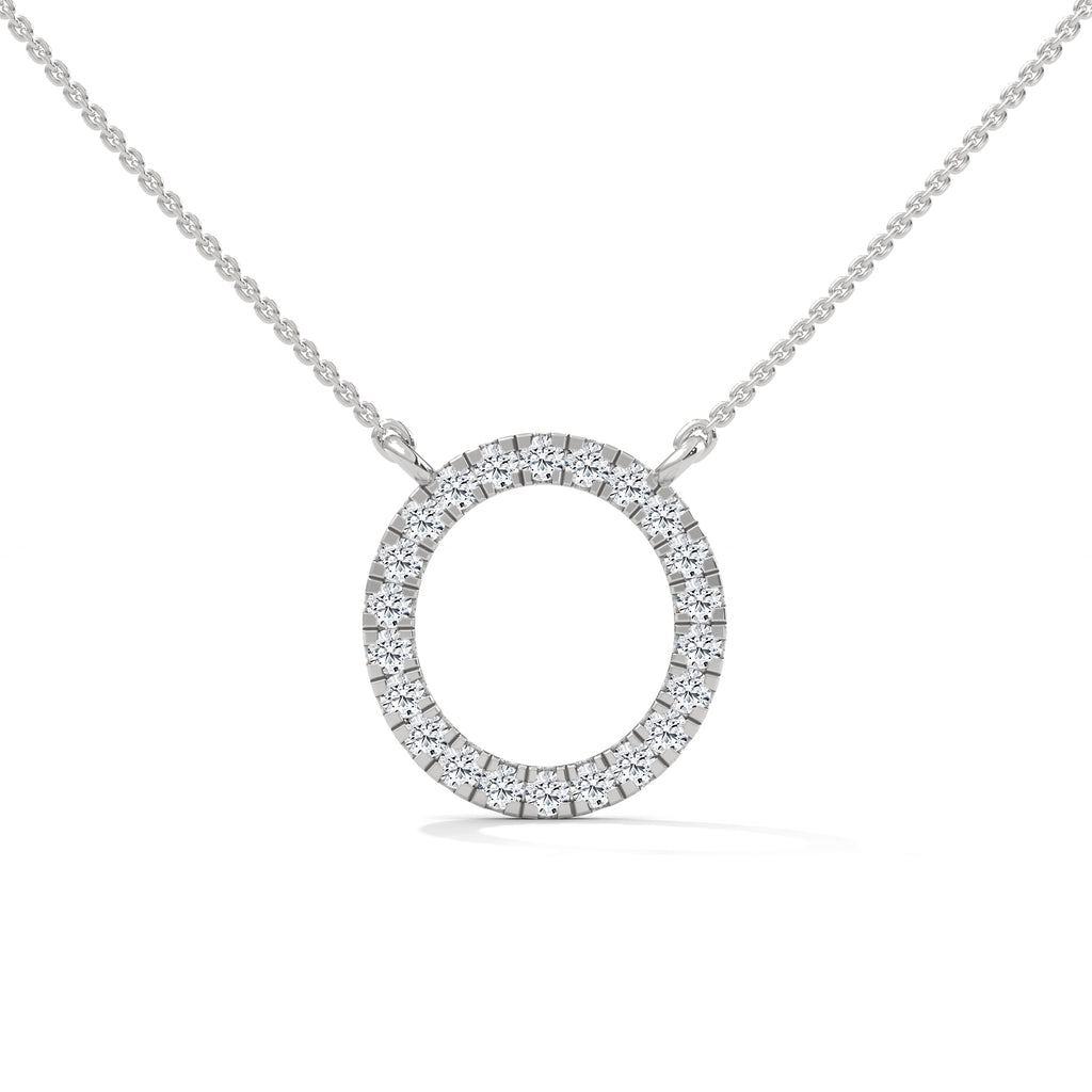 circle pendant chain in white gold
