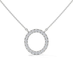 circle pendant chain in white gold