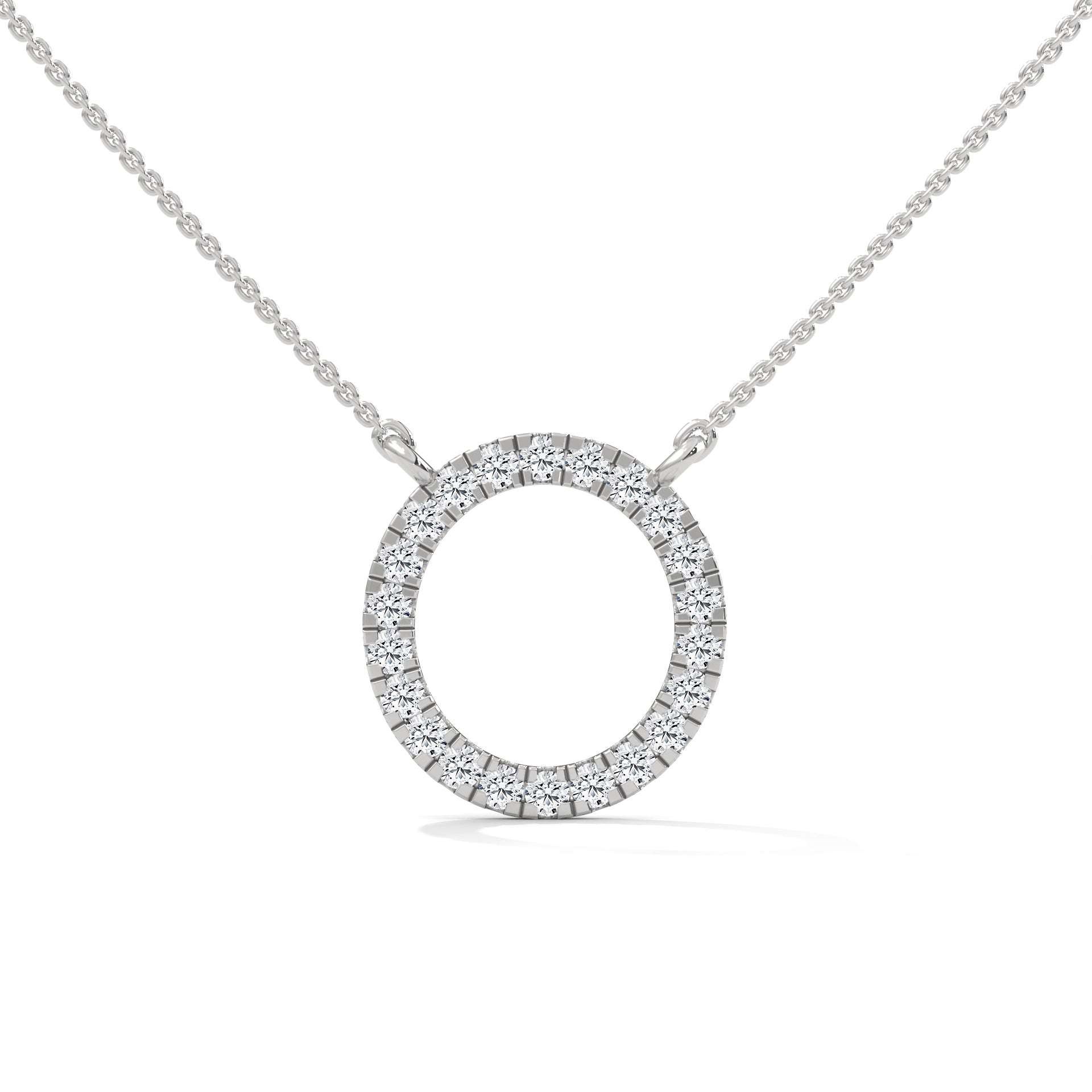 circle pendant chain in white gold