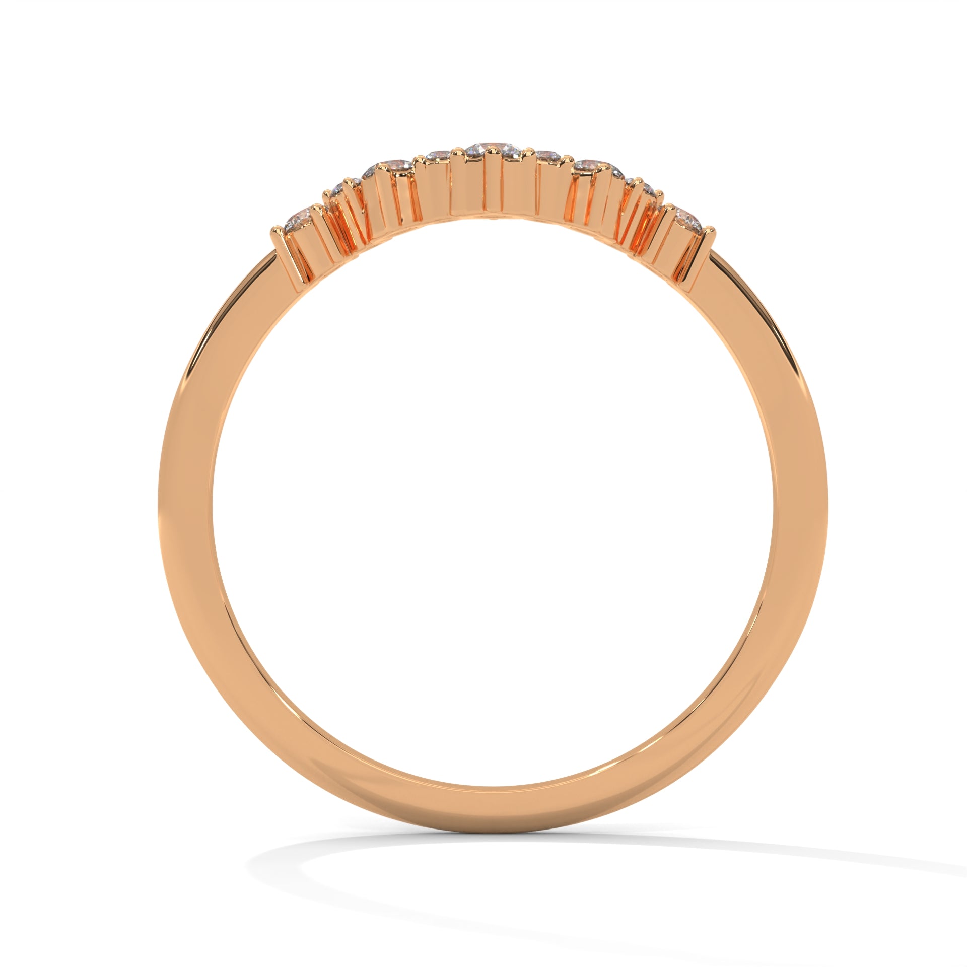 curved half eternity ring in rosegold