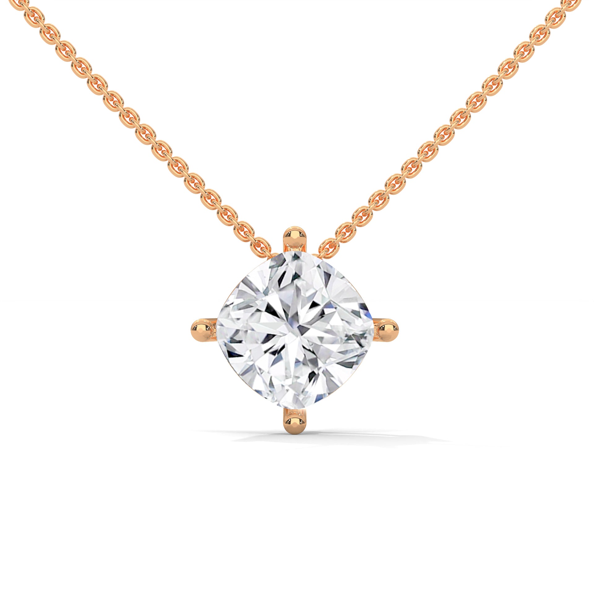 cushion cut diamond solitaire necklace