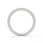 dainty round moissanite gold wedding band in 10K White gold