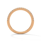 dainty round moissanite gold wedding band in 18K Rose gold