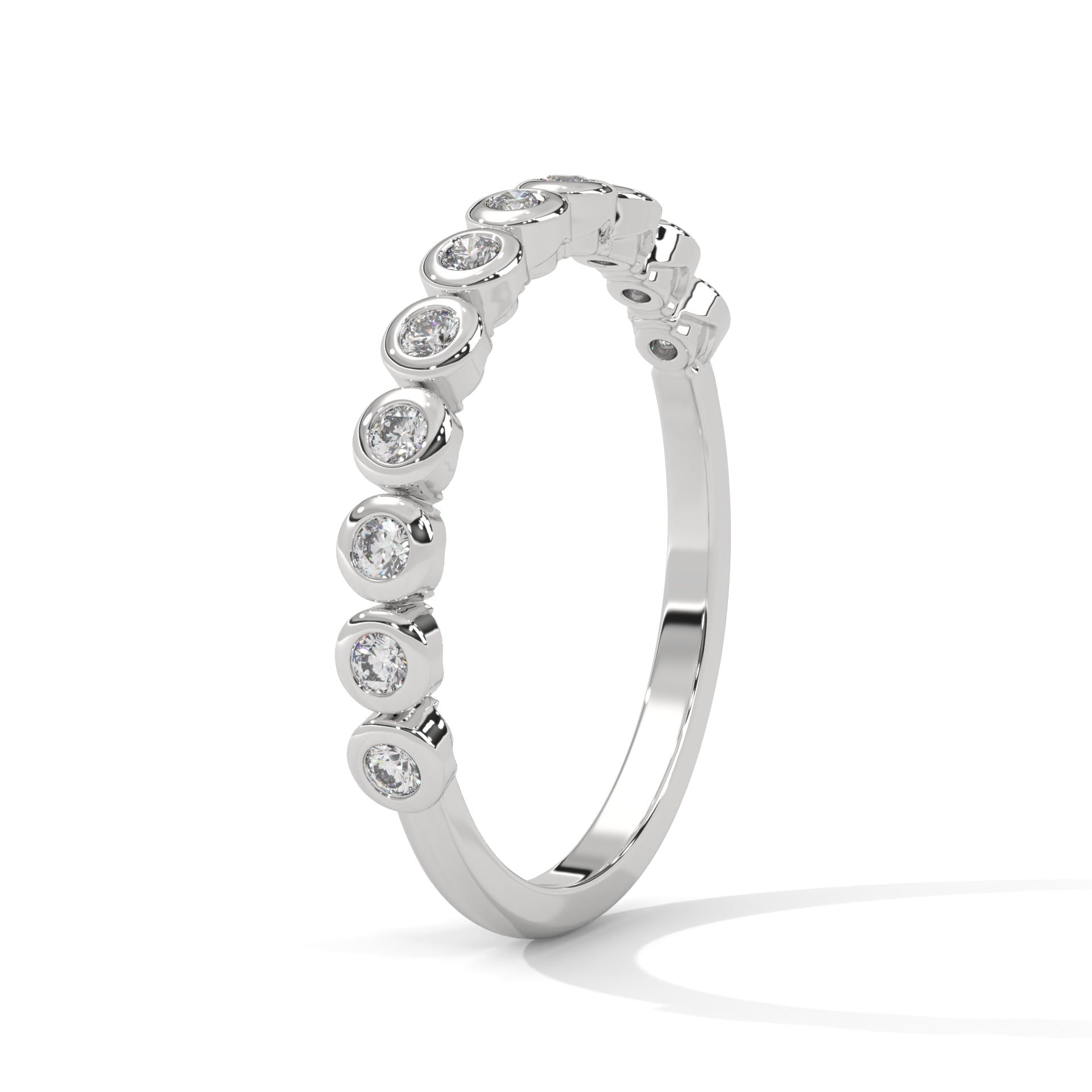 diamond bezel set eternity wedding band