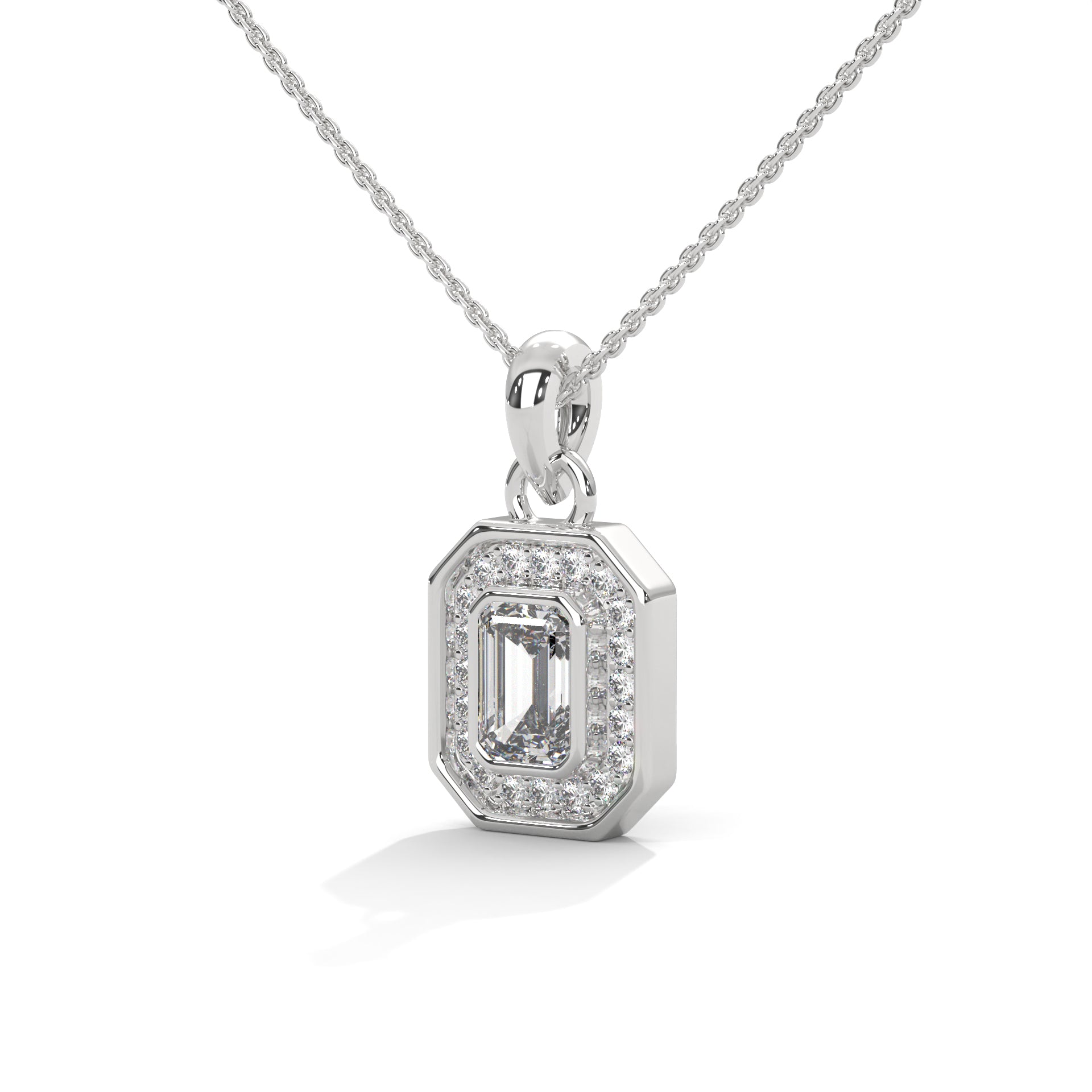 diamond pendent with halo setting