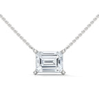 east west emerald diamond solitaire pendant