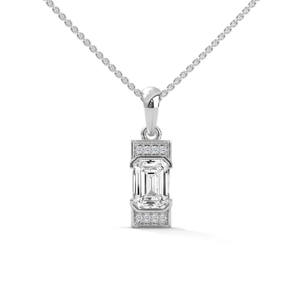 emerald cut diamond necklacee