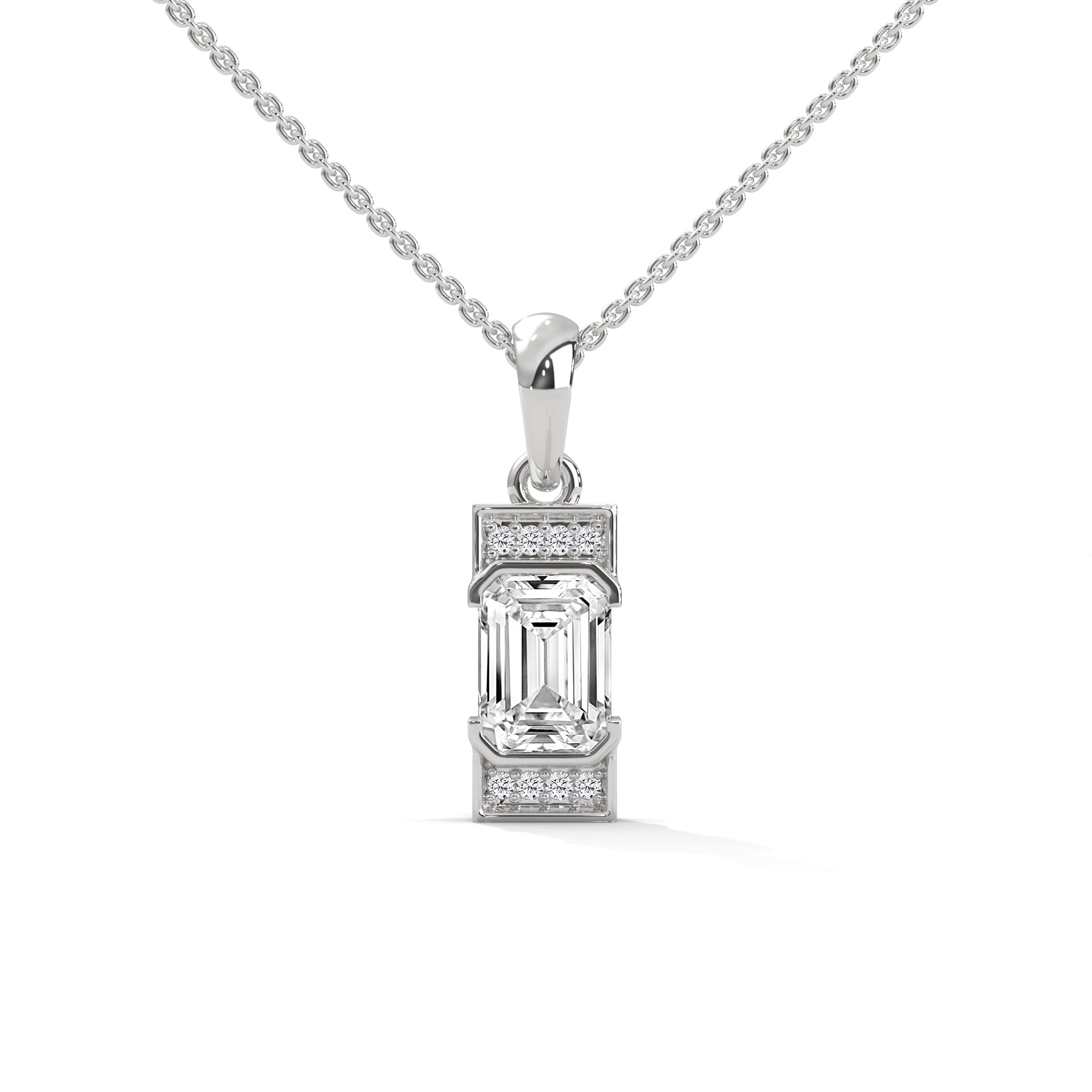 emerald cut diamond necklacee