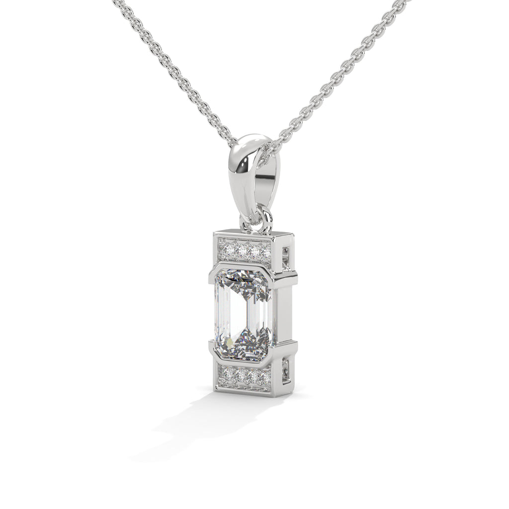 emerald cut diamond pendant