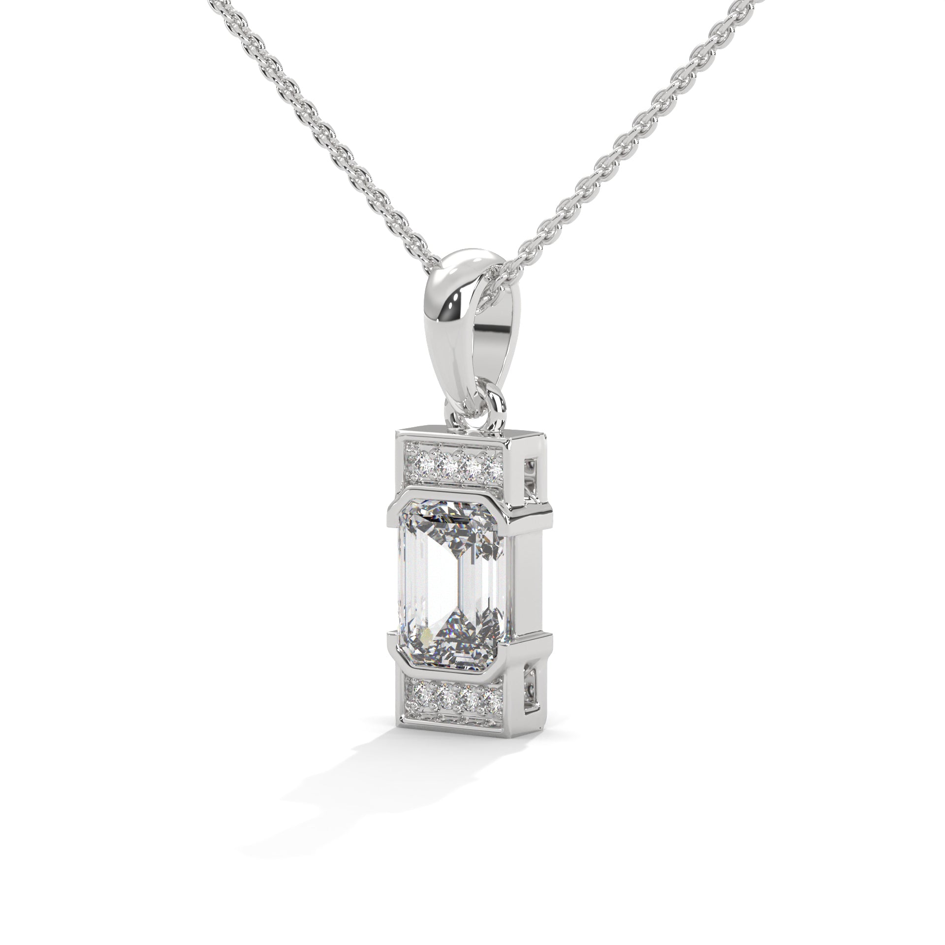 emerald cut diamond pendant