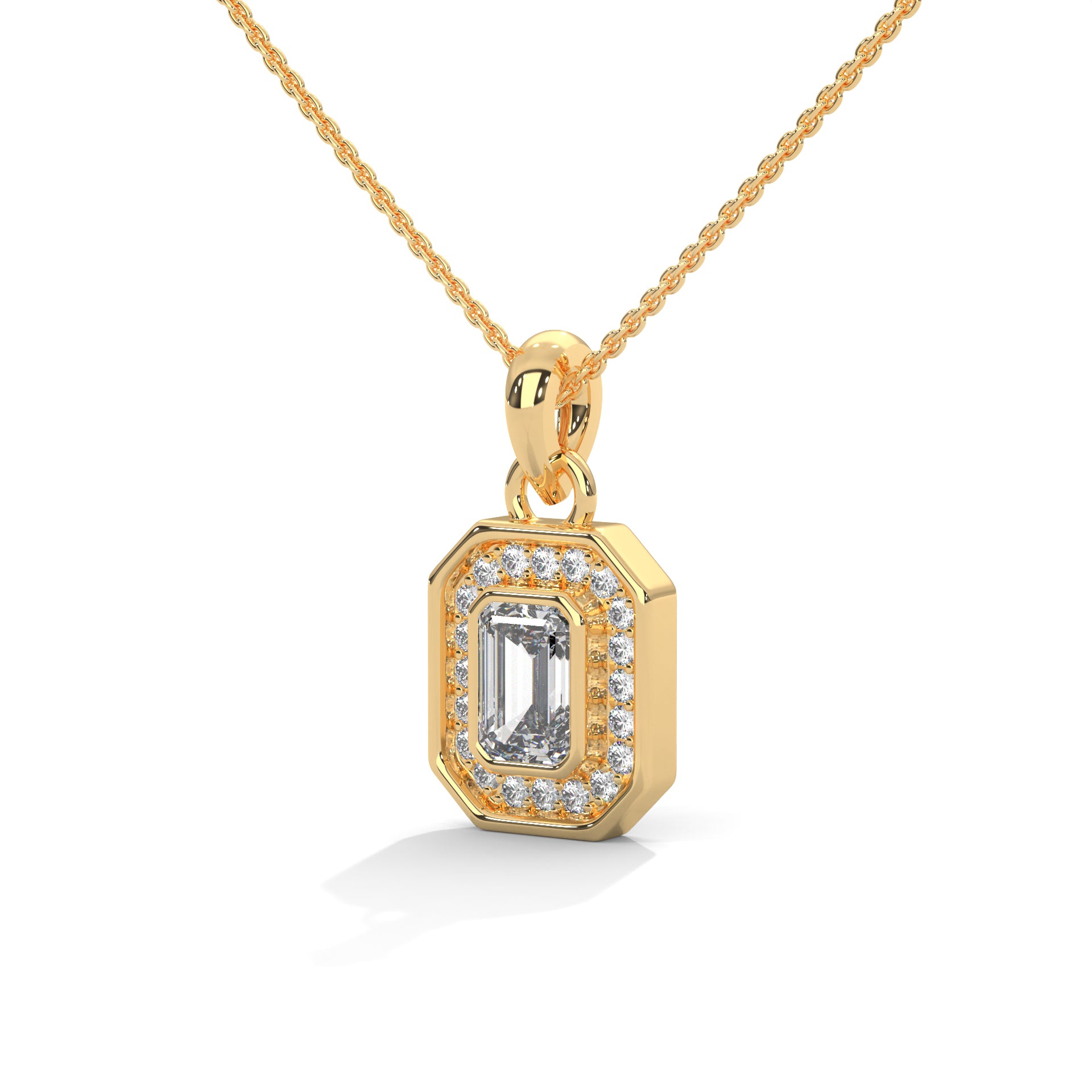 emerald cut diamond pendent