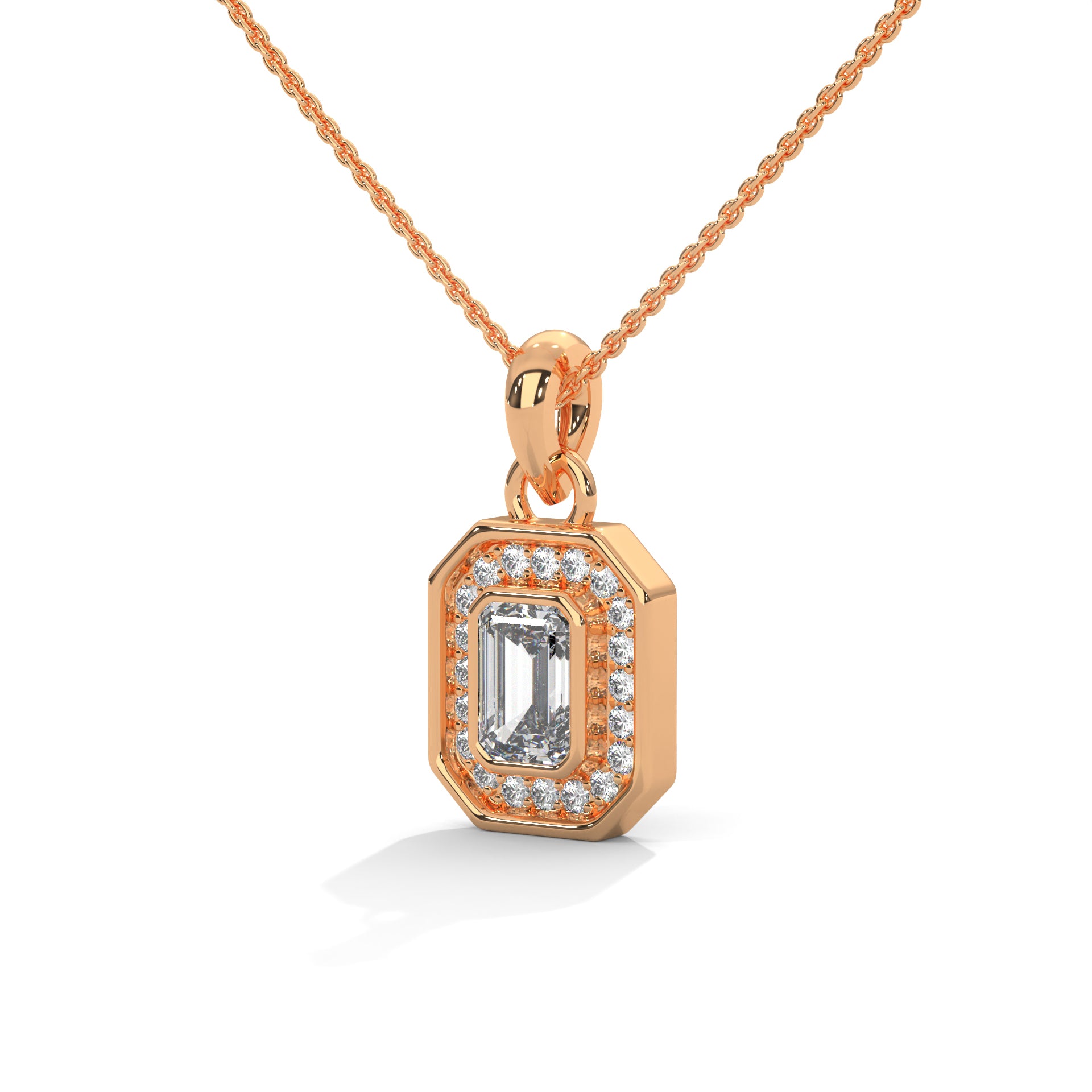 emerald lab grown diamond pendent