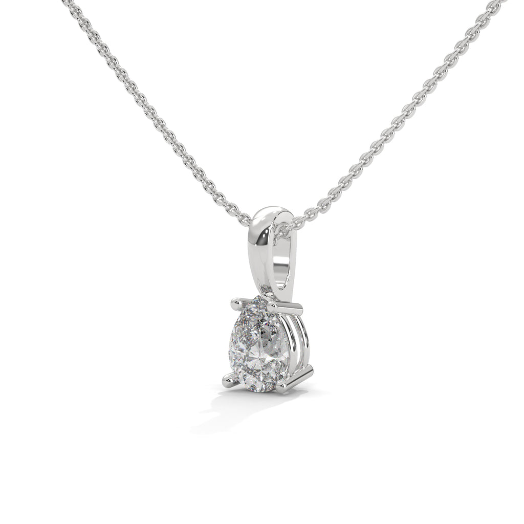 four-prong basket pear lab-grown diamond solitaire pendant
