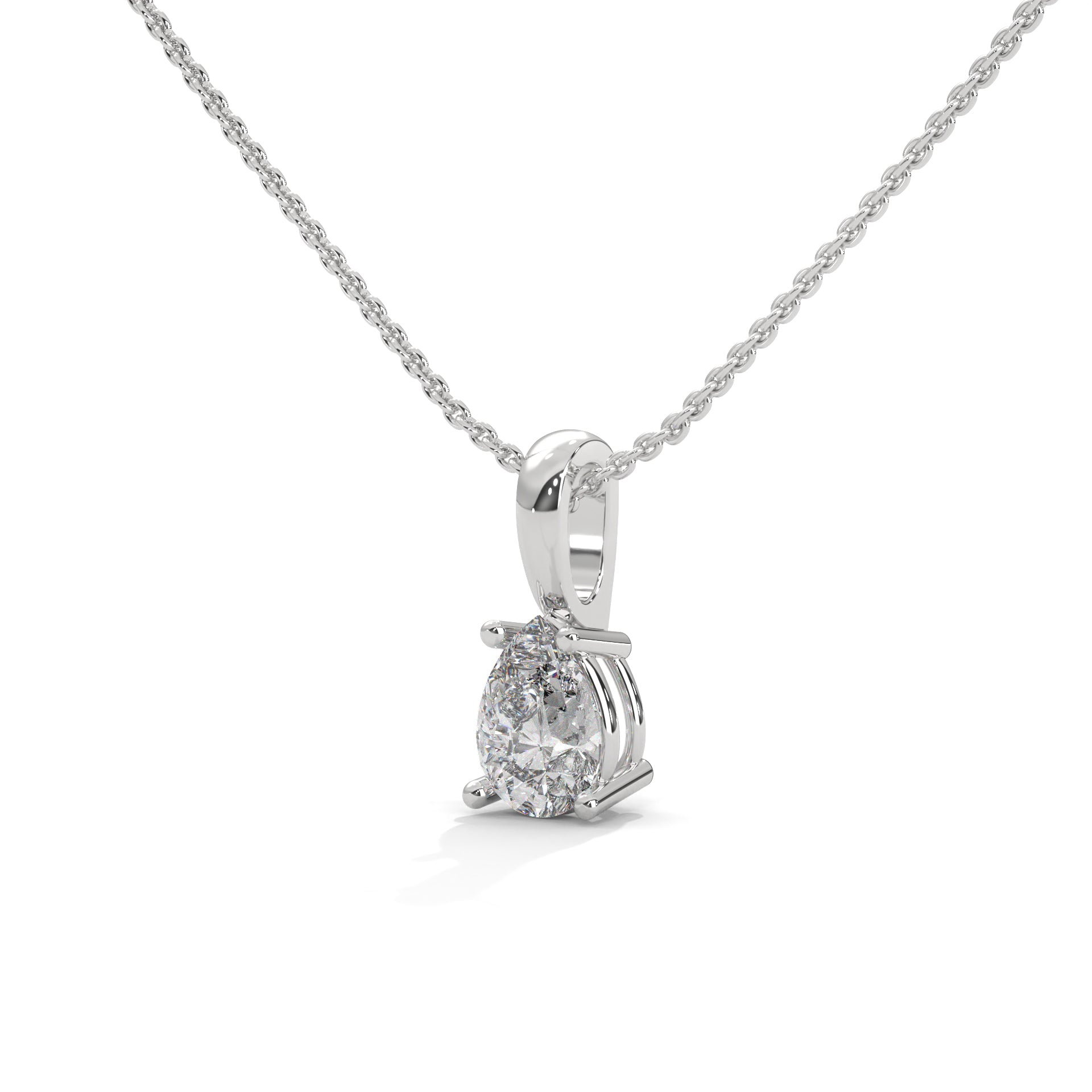 four-prong basket pear lab-grown diamond solitaire pendant
