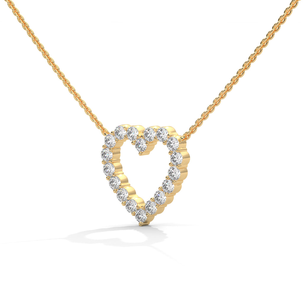 heart shaped diamond solitaire pendant