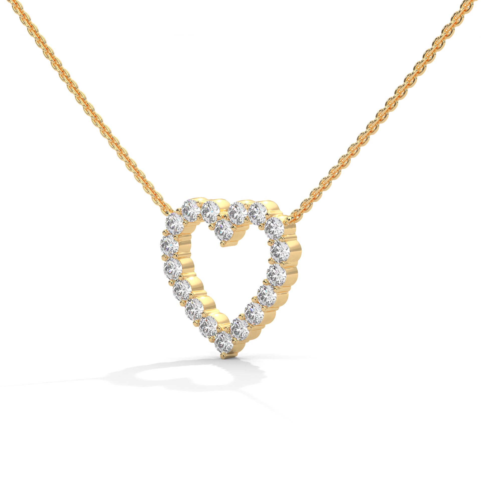 heart shaped diamond solitaire pendant
