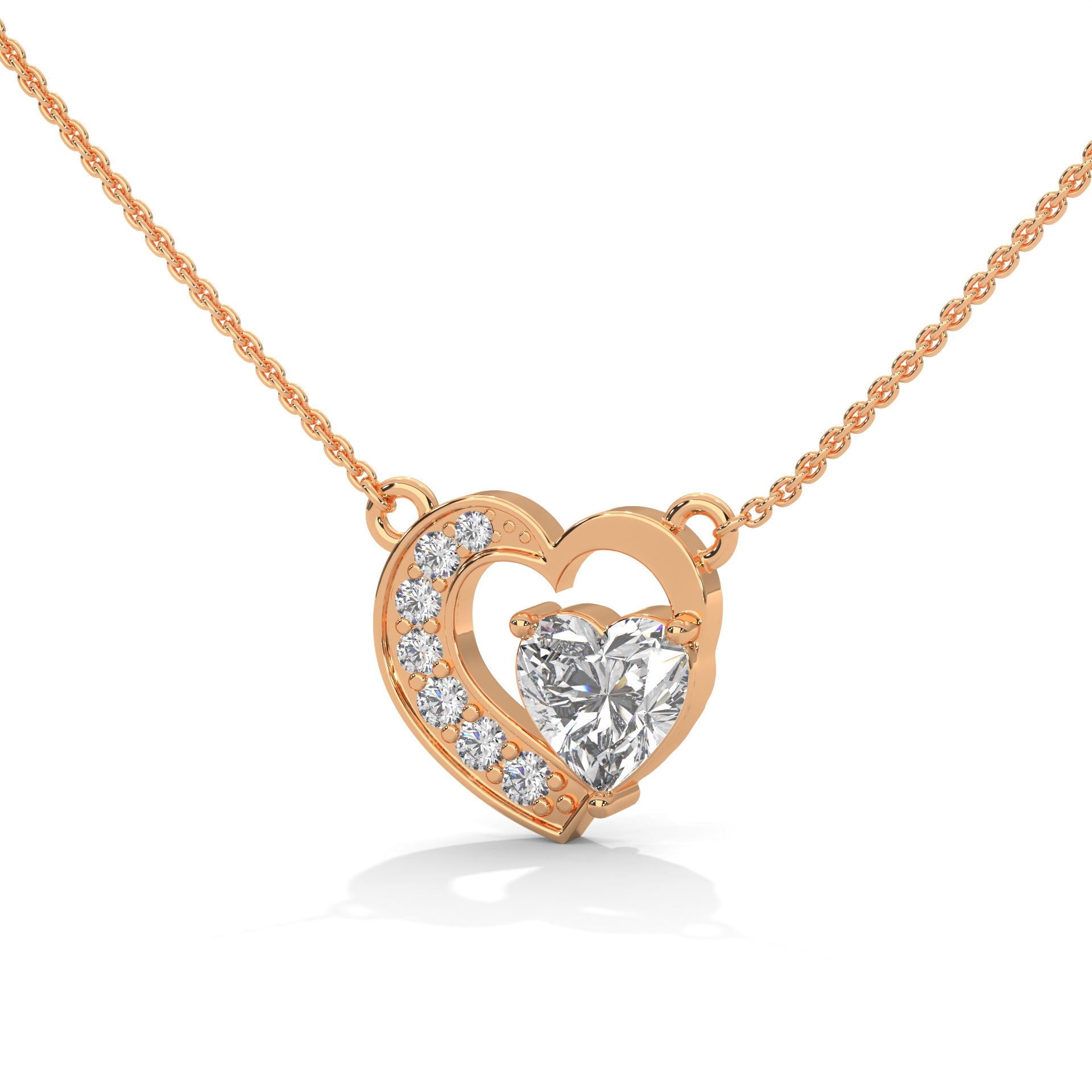 heart shaped lab grown diamond pendent