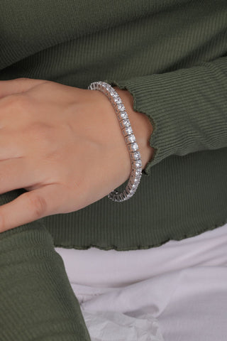 Round Cut Moissanite Tennis Bracelet in Sterling Silver