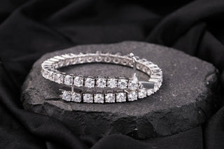 Round Cut Moissanite Tennis Bracelet in Sterling Silver