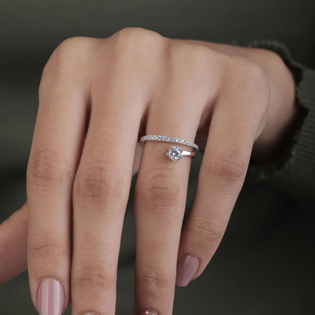 Round Cut Moissanite With Bypass Engagement Ring