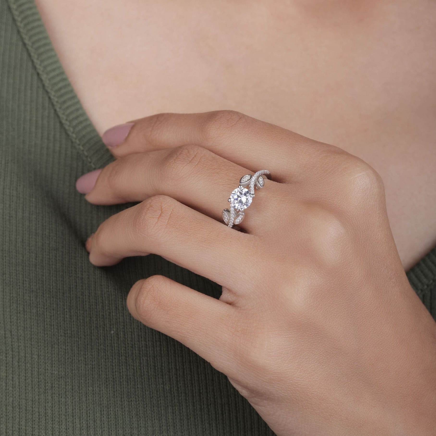 leaf style engagement ring