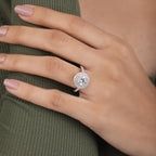 round cut Moissanite double halo engagement ring
