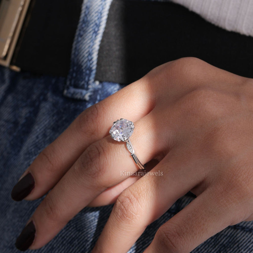Asscher Cut Moissanite Engagement Ring - Kinaara Jewels2