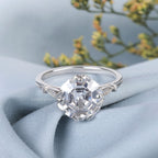 Asscher Cut Moissanite 14K Solid White Gold Engagement Ring