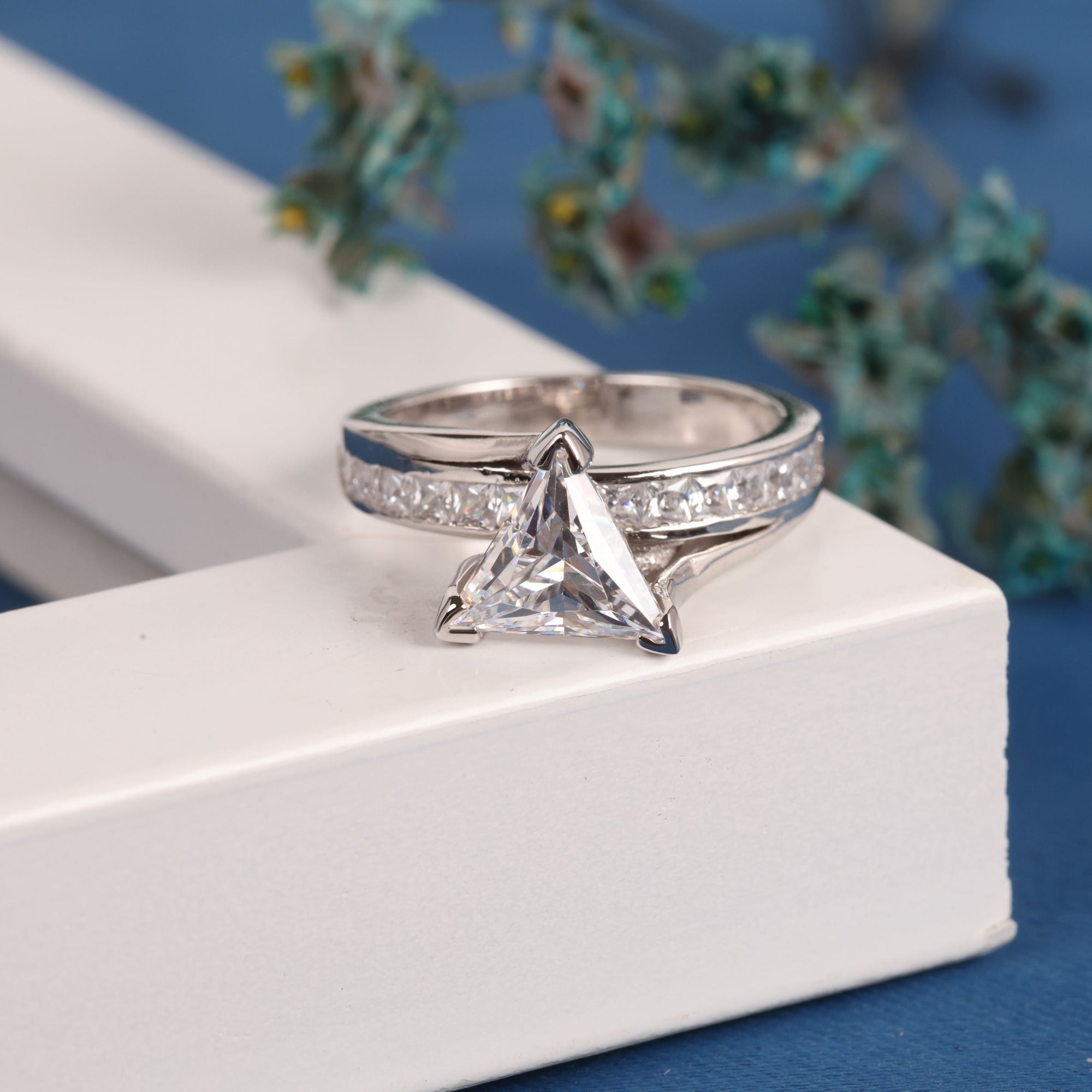 1.10 CT Trilliant Cut Lab Grown Diamond Solitaire Wedding Ring