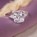 Load image into Gallery viewer, Cushion Cut Lab Grown Diamond Three Stone Engagement Ring
